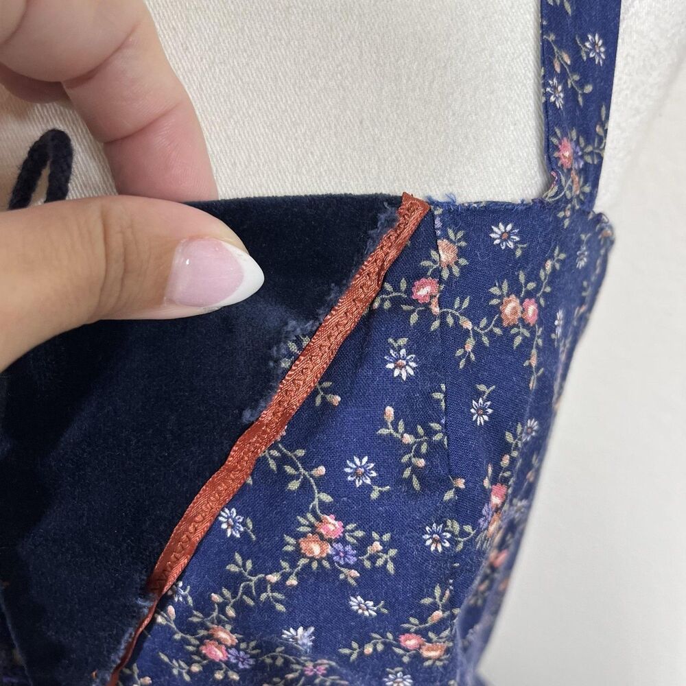 Vintage Gunne Sax Prairie Dress Women 9 Blue Floral Maxi Corset 70s Renaissance - Picture 6 of 11